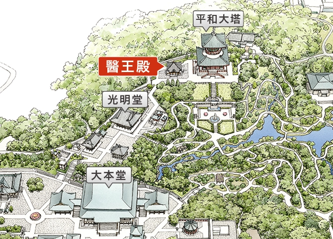 病気平癒と健康長寿の祈願お申し込みマップ(醫王殿にて)