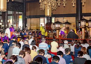 Worshiping the deity inside the hall